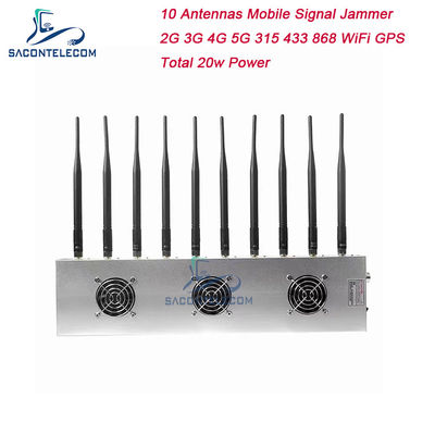 10 каналов 3 охлаждающие вентиляторы беспроводный сигнальный джаммер 5G GPS Wi-Fi VHF UHF