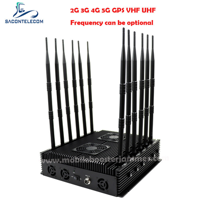 Внутренний 2.4G 5.8G Bluetooth Wi-Fi сигнальный джаммер 12 антенн 80w DCS PCS