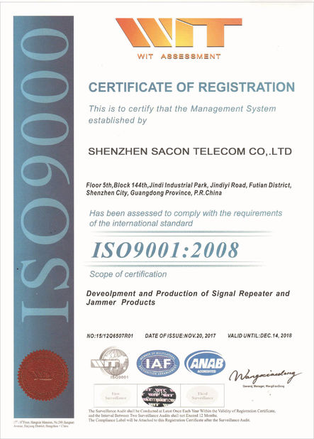 Китай Shenzhen Sacon Telecom Co., Ltd Сертификаты