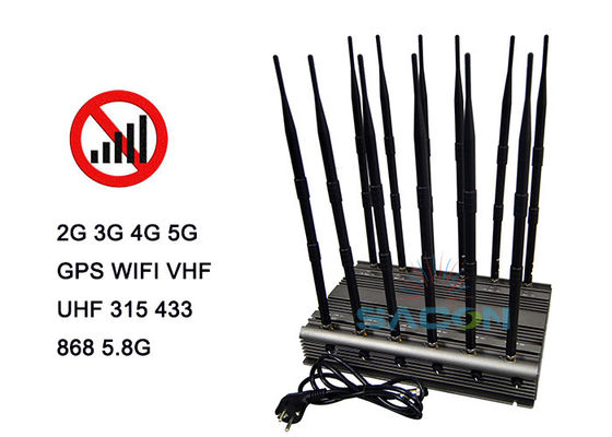 80 Вт 5G сигнальный джаммер с 12 антеннами и инфракрасным дистанционным управлением для блокировки мобильных телефонов