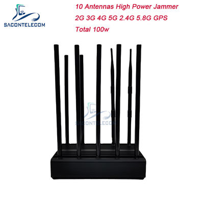 10 Jammer WiFi 2G 3G 4G 5G антенн 100w 80m GPS настольный