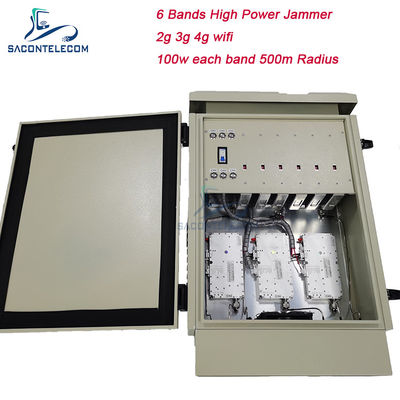 600W водонепроницаемый уличный бомбовый подавитель с радиусом 600 м для блокировки сигналов 5G 5.2G 5.8G