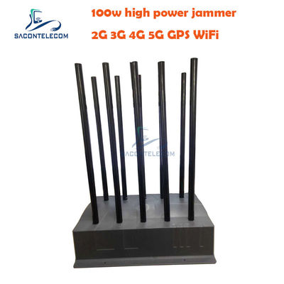 100 Вт мощный блокиратор сигнала с 10 каналами для подавления VHF, UHF, GPS