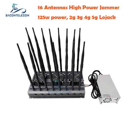 5.8G UMTS Настольный Wi-Fi сигнальный джаммер 16 Антенны 125w 40m VHF UHF