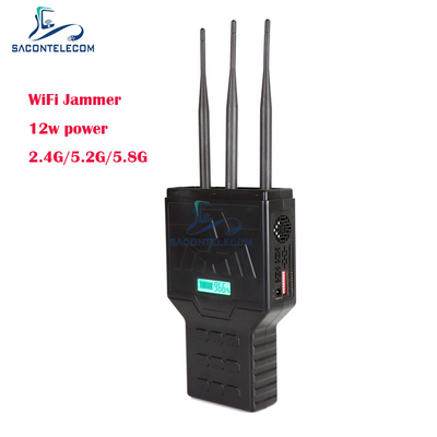 12W портативный WiFi Bluetooth 2.4G 5.2G 5.8G подавитель сигнала мобильного телефона с радиусом действия 50 метров
