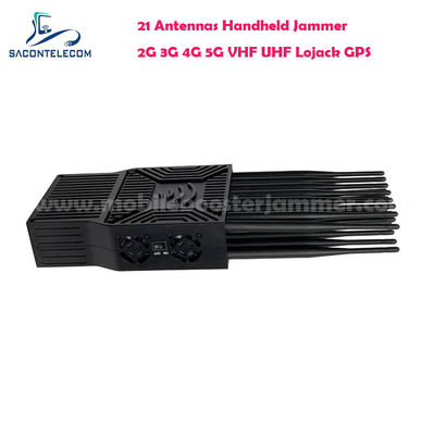 21 Вт выходная мощность портативный сигнальный джаммер с 21 антенной для 5G Lojack UHF VHF GPS WiFi блокировка