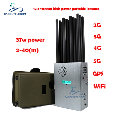 Jammer антенн 2G 3G 4G 5G Jammer 12 сигнала мобильного телефона наивысшей мощности 37w портативный