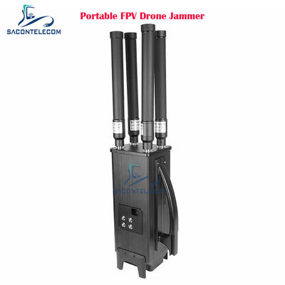 Портативный подавитель сигналов дронов мощностью 160 Вт, 4 диапазона, с дальностью подавления 1,5 км и встроенным аккумулятором