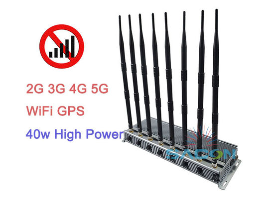 40W высокомощный глушитель сигнала 5G с 8 антеннами и радиусом действия 80 метров для защищенных зон