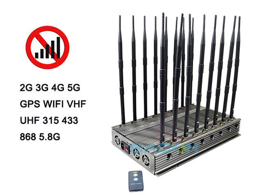 100W 5G подавитель сигнала с радиусом действия 80м и блокиратор мобильных телефонов на 16 диапазонов для многочастотного подавления